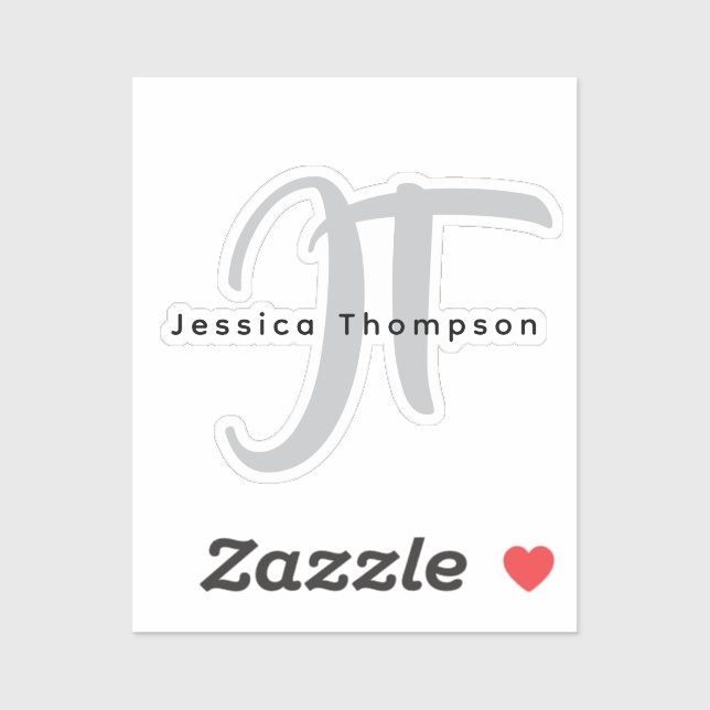Modern Elegant Plain Professional Name Monogram Sticker (Sheet)