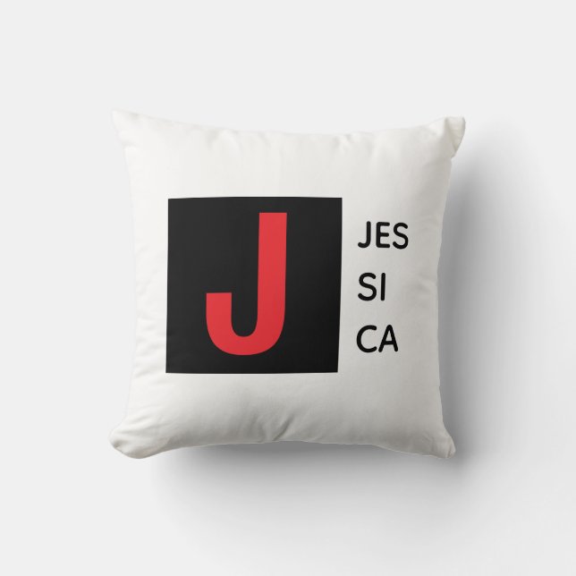 Modern Elegant Plain Professional Name Monogram Throw Pillow (Front)
