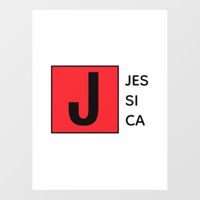 Modern Elegant Plain Professional Name Monogram Wall Decal (Front)