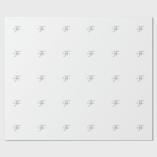 Modern Elegant Plain Professional Name Monogram Wrapping Paper (Flat)