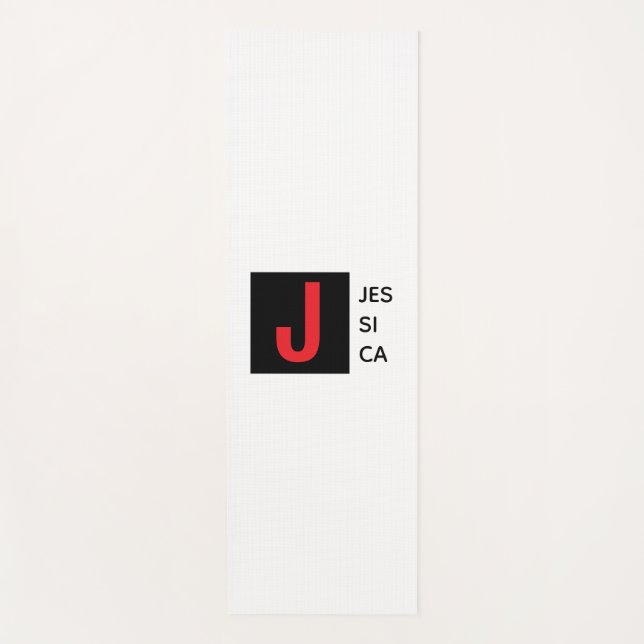 Modern Elegant Plain Professional Name Monogram Yoga Mat (Front)