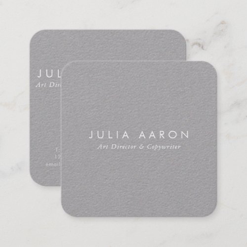 Modern Elegant Plain Professional Premium Grey Square Business Card