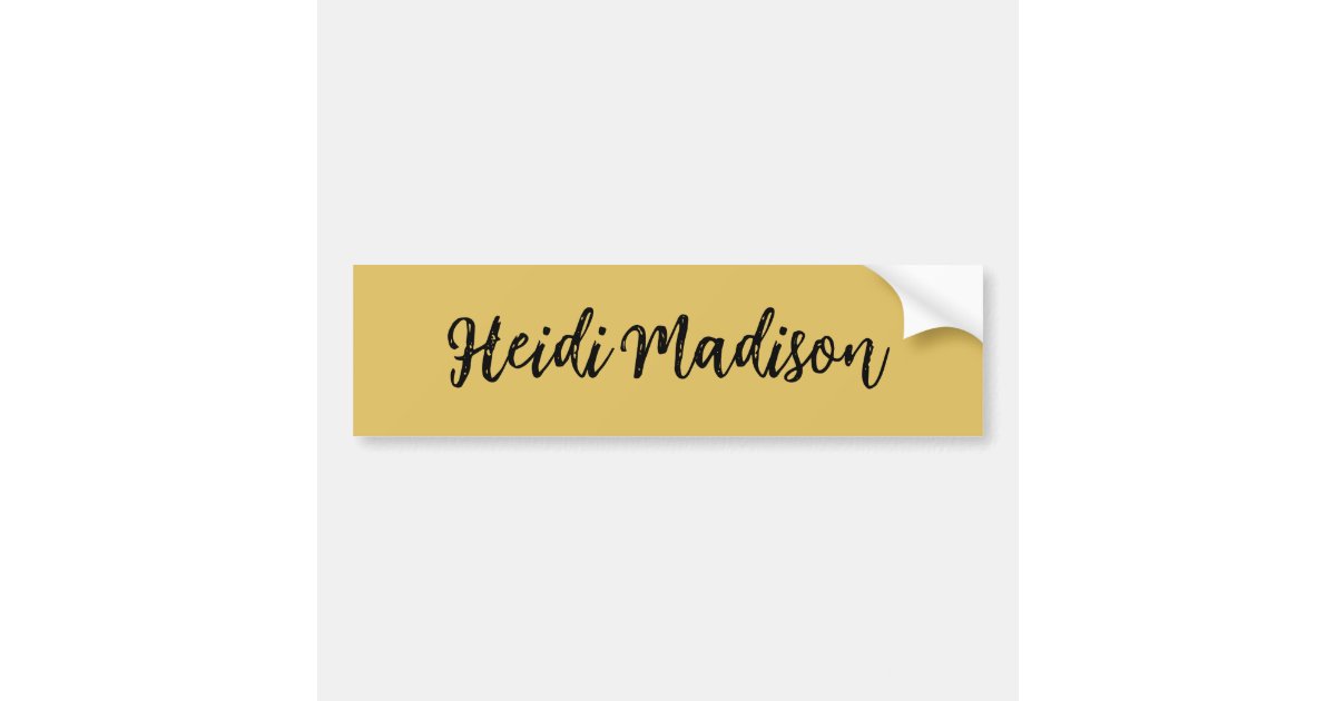 Modern Elegant Plain Simple Gold Color Calligraphy Bumper Sticker | Zazzle