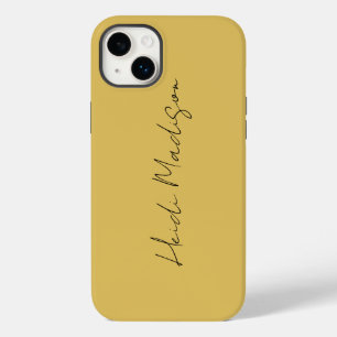 Modern Elegant Plain Simple Gold Color Calligraphy Case-Mate iPhone 14 Plus Case