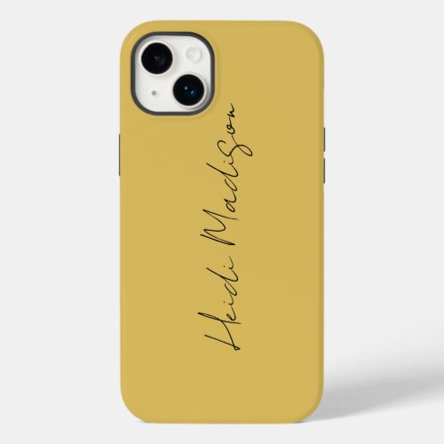 Modern Elegant Plain Simple Gold Color Calligraphy Case_Mate iPhone 14 Plus Case
