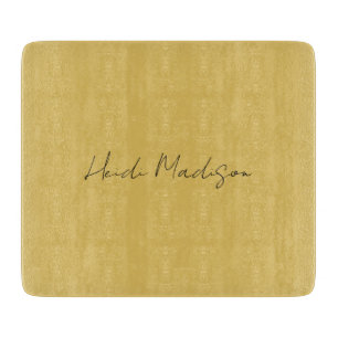Modern Elegant Plain Simple Gold Color Calligraphy Cutting Board