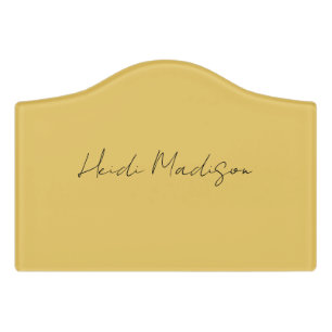 Modern Elegant Plain Simple Gold Color Calligraphy Door Sign