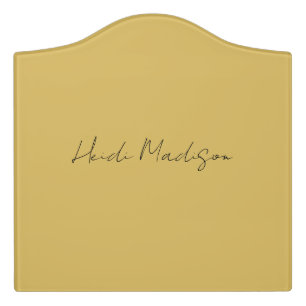 Modern Elegant Plain Simple Gold Color Calligraphy Door Sign