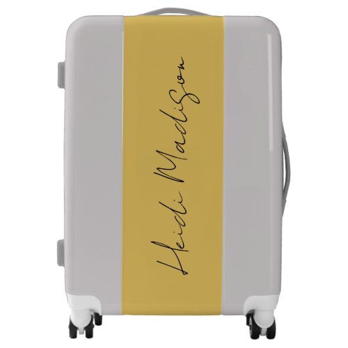 Modern Elegant Plain Simple Gold Color Calligraphy Luggage