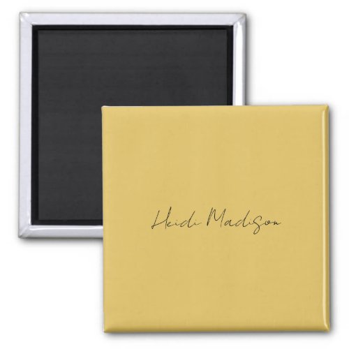 Modern Elegant Plain Simple Gold Color Calligraphy Magnet