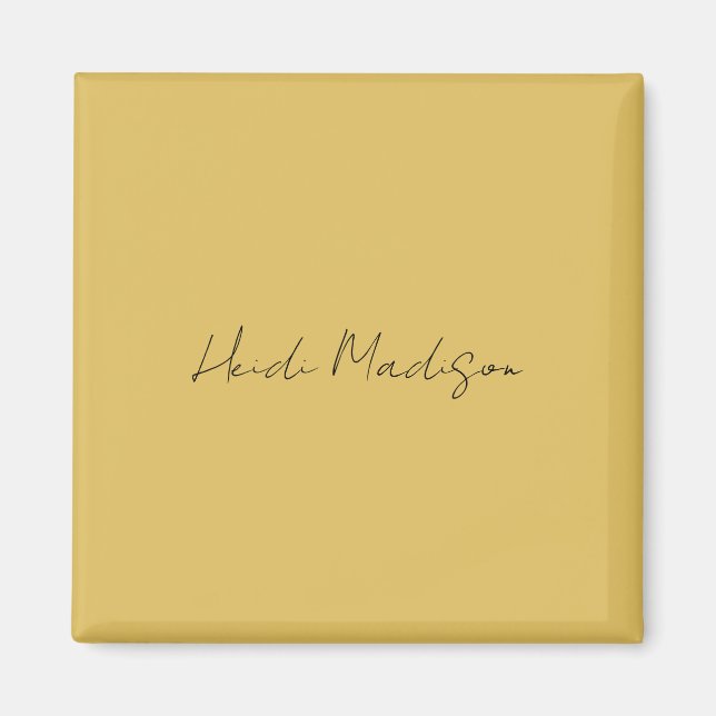 Modern Elegant Plain Simple Gold Color Calligraphy Magnet (Front)