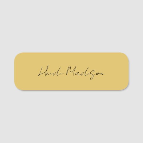 Modern Elegant Plain Simple Gold Color Calligraphy Name Tag