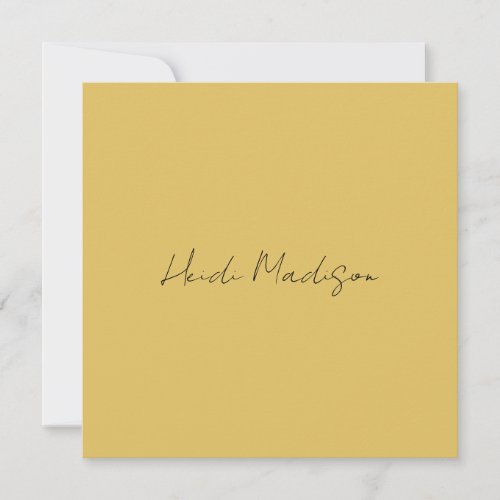 Modern Elegant Plain Simple Gold Color Calligraphy Note Card