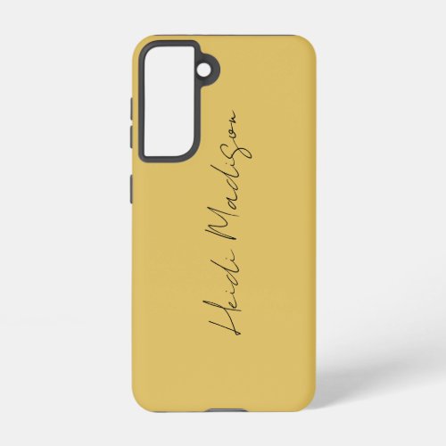 Modern Elegant Plain Simple Gold Color Calligraphy Samsung Galaxy S21 Case