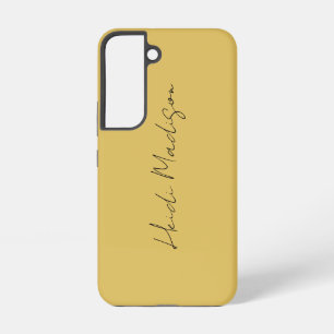 Modern Elegant Plain Simple Gold Color Calligraphy Samsung Galaxy S22 Case