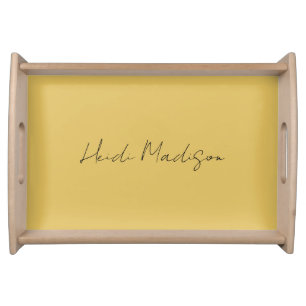 Modern Elegant Plain Simple Gold Color Calligraphy Serving Tray