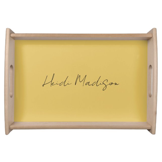 Modern Elegant Plain Simple Gold Color Calligraphy Serving Tray (Front)