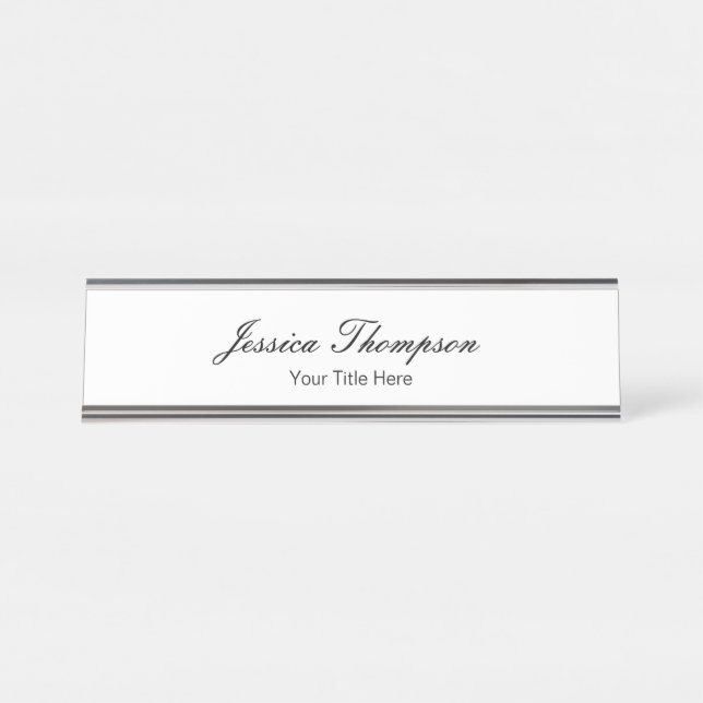 Modern Elegant Plain Simple Professional Desk Name Plate (Front)