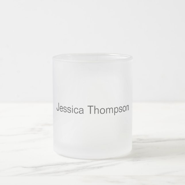 Modern Elegant Plain Simple Professional Frosted Glass Coffee Mug (Center)