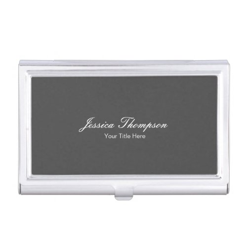 Modern Elegant Plain Simple Professional Grey Business Card Case