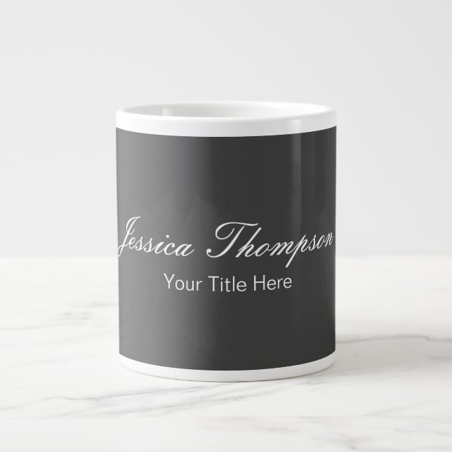 Modern Elegant Plain Simple Professional Grey Giant Coffee Mug (Front)