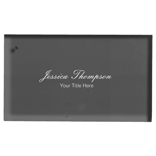Modern Elegant Plain Simple Professional Grey Place Card Holder (Front)