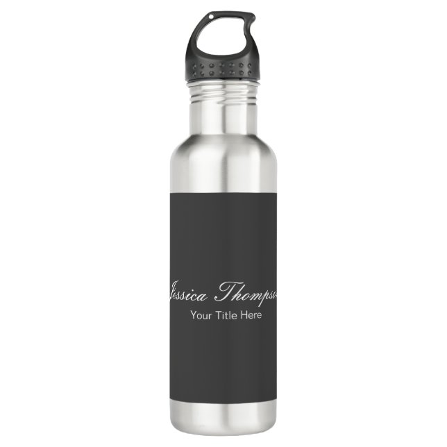 Modern Elegant Plain Simple Professional Grey Stainless Steel Water Bottle (Front)