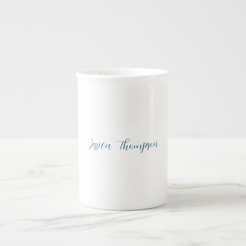 Modern Elegant Plain Simple Professional Name Bone China Mug