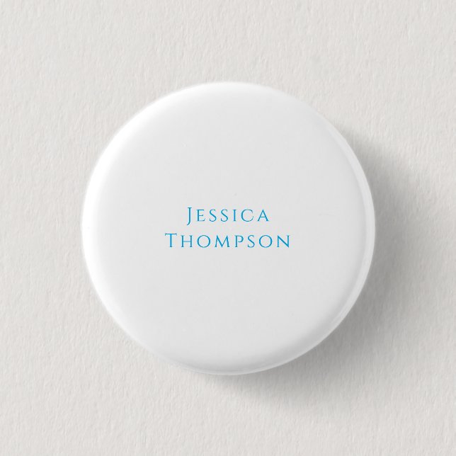 Modern Elegant Plain Simple Professional Name Button (Front)