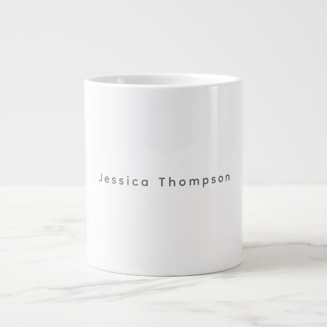 Modern Elegant Plain Simple Professional Name Giant Coffee Mug (Front)