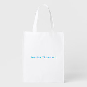 Modern Elegant Plain Simple Professional Name Grocery Bag