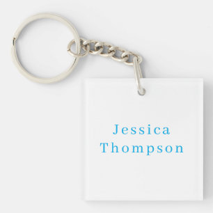 Modern Elegant Plain Simple Professional Name Keychain