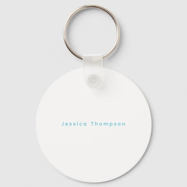 Modern Elegant Plain Simple Professional Name Keychain (Front)