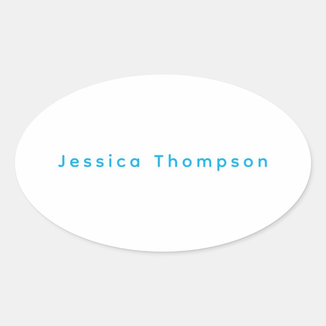 Modern Elegant Plain Simple Professional Name Oval Sticker (Front)