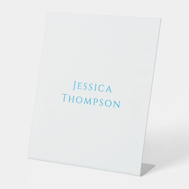 Modern Elegant Plain Simple Professional Name Pedestal Sign (Front)