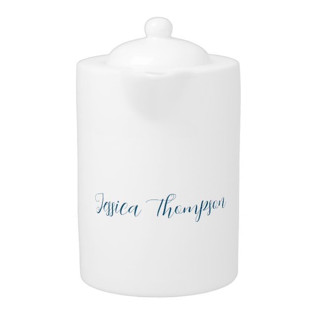 Modern Elegant Plain Simple Professional Name Teapot (Front)