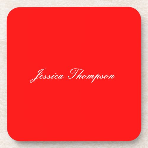 Modern Elegant Plain Simple Professional Red Beverage Coaster
