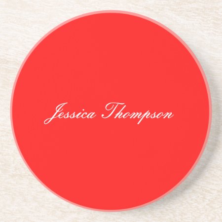 Modern Elegant Plain Simple Professional Red Coaster