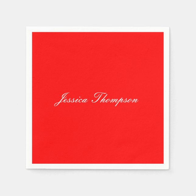 Modern Elegant Plain Simple Professional Red Napkins (Front)