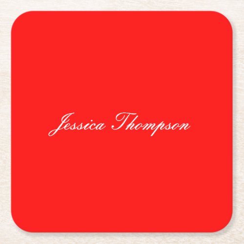 Modern Elegant Plain Simple Professional Red Square Paper Coaster