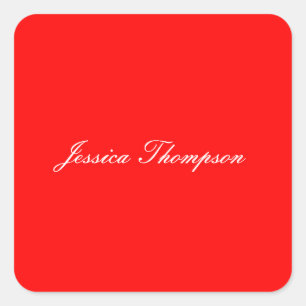 Modern Elegant Plain Simple Professional Red Square Sticker