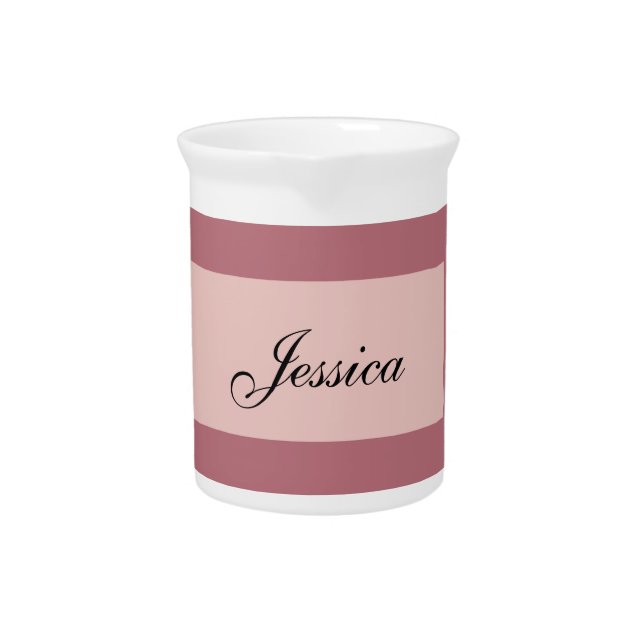 Modern Elegant Plain Simple Rose Gold Your Name Beverage Pitcher (Front)