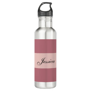 Modern Elegant Plain Simple Rose Gold Your Name Stainless Steel Water Bottle