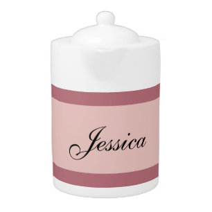 Modern Elegant Plain Simple Rose Gold Your Name Teapot