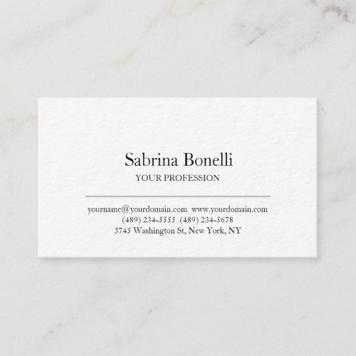 Modern Elegant Plain Simple White Premium Thick Business Card