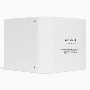 Modern Elegant Plain Simple White Special 3 Ring Binder