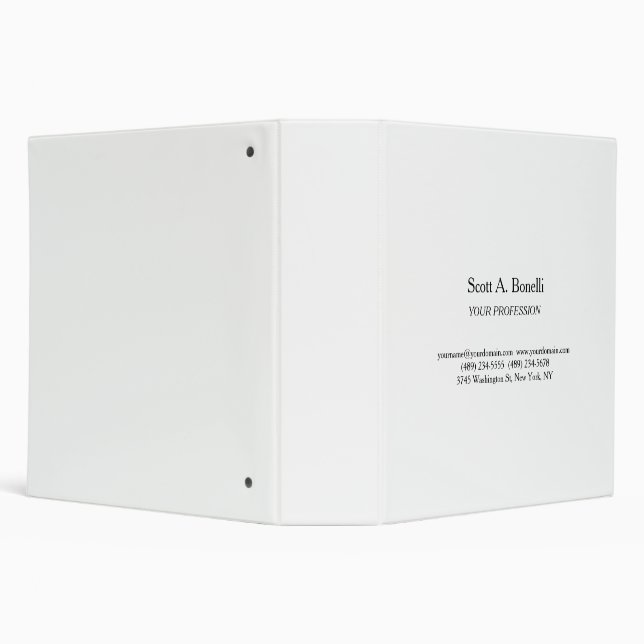 Modern Elegant Plain Simple White Special 3 Ring Binder (Background)