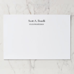 Modern Elegant Plain Simple White Special Paper Pad