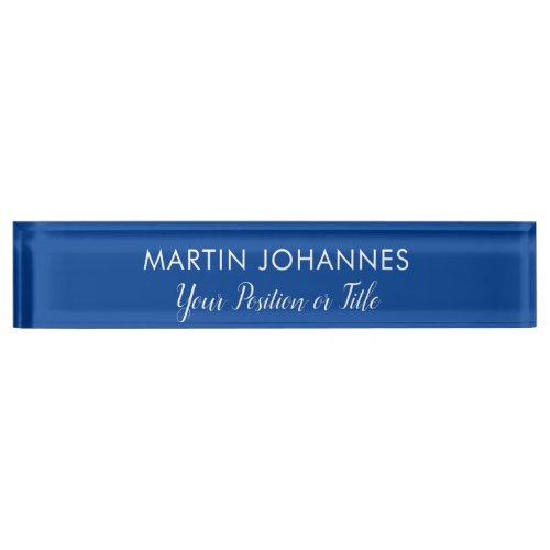 Modern Elegant Plain Stylish Blue Minimalist Desk Name Plate