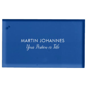 Modern Elegant Plain Stylish Blue Minimalist Place Card Holder